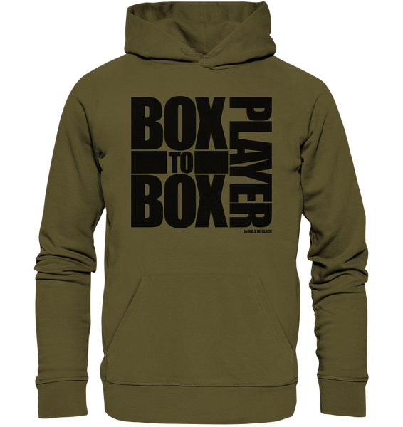 N.O.S.W. BLOCK Fanblock Hoodie "BOX TO BOX PLAYER" Männer Organic Hoodie khaki