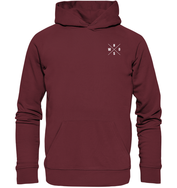 N.O.S.W. BLOCK Hoodie "N.O.S.W. ICON / SUPPORTE WAS DU LIEBST!" Männer Organic Kapuzenpullover weinrot