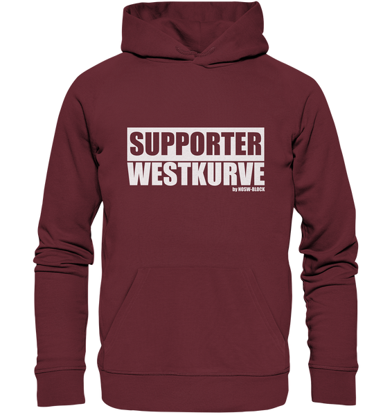 Fanblock "SUPPORTER WESTKURVE" Männer Organic Kapuzenpullover weinrot