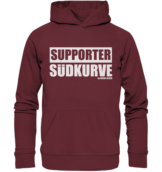 N.O.S.W. BLOCK Fanblock Hoodie "SUPPORTER SÜDKURVE" Männer Organic Kapuzenpullover weinrot