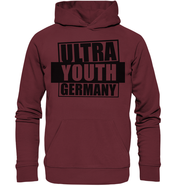 N.O.S.W. BLOCK Ultras Hoodie "ULTRA YOUTH GERMANY" Männer Organic Kapuzenpullover weinrot