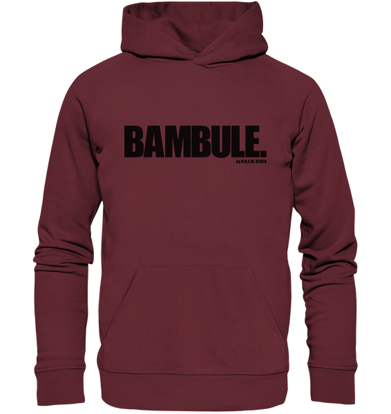 N.O.S.W. Block Fanblock Hoodie "BAMBULE." Organic Kapuzenpullover weinrot