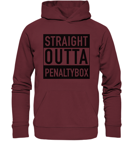 N.O.S.W. BLOCK Fanblock Hoodie "STRAIGHT OUTTA PENALTY BOX" Männer Organic Kapuzenpullover weinrot