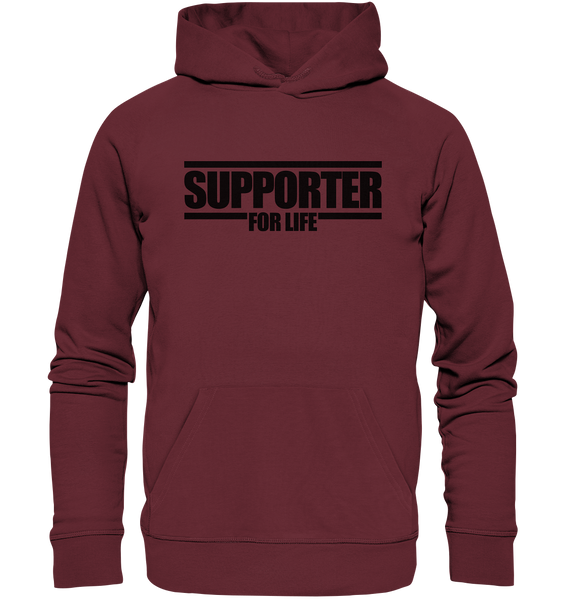 N.O.S.W. BLOCK Fanblock Hoodie "SUPPORTER FOR LIFE" Männer Organic Kapuzenpullover weinrot