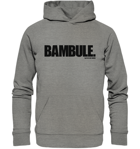 N.O.S.W. Block Fanblock Hoodie "BAMBULE." Organic Kapuzenpullover mid heather grau