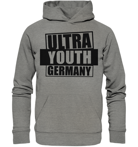 N.O.S.W. BLOCK Ultras Hoodie "ULTRA YOUTH GERMANY" Männer Organic Kapuzenpullover mid heather grau