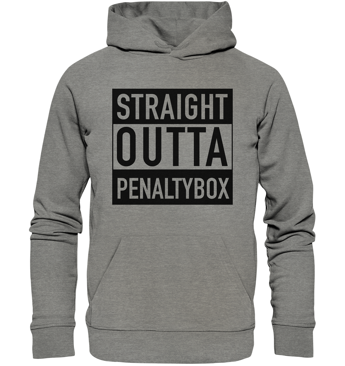 N.O.S.W. BLOCK Fanblock Hoodie "STRAIGHT OUTTA PENALTY BOX" Männer Organic Kapuzenpullover mid heather grau