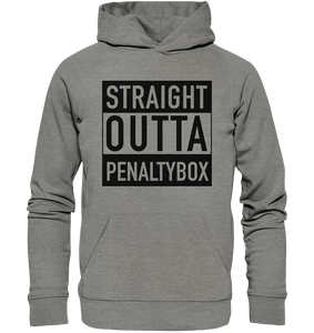 N.O.S.W. BLOCK Fanblock Hoodie "STRAIGHT OUTTA PENALTY BOX" Männer Organic Kapuzenpullover mid heather grau