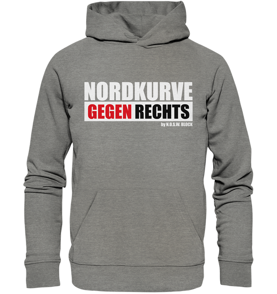 N.O.S.W. BLOCK Gegen Rechts Hoodie "NORDKURVE GEGEN RECHTS" Männer Organic Hoodie mid heather grau