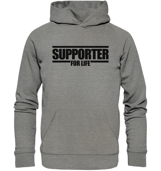 N.O.S.W. BLOCK Fanblock Hoodie "SUPPORTER FOR LIFE" Männer Organic Kapuzenpullover mid heather grau