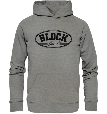 N.O.S.W. BLOCK Fanblock Hoodie "BLOCK finest" Männer Organic Kapuzenpullover mid heather grau