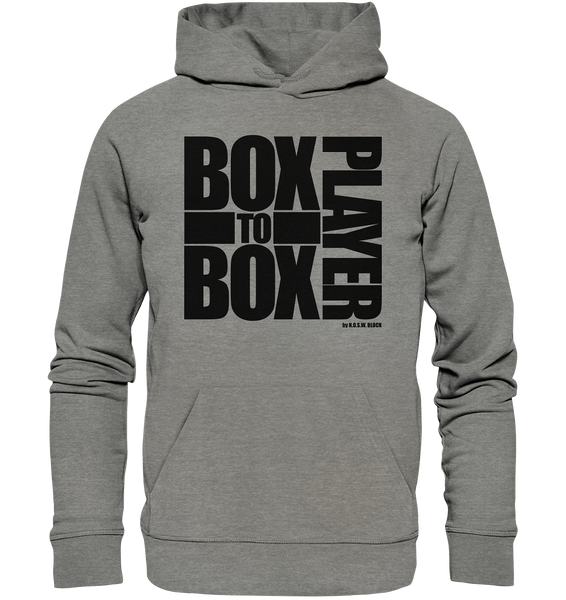 N.O.S.W. BLOCK Fanblock Hoodie "BOX TO BOX PLAYER" Männer Organic Hoodie mid heather grau