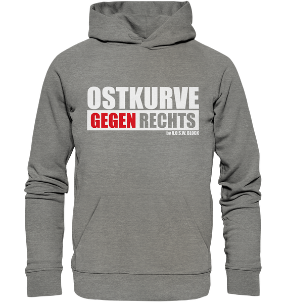 N.O.S.W. BLOCK Gegen Rechts Hoodie "OSTKURVE GEGEN RECHTS" Männer Organic Kapuzenpullover mid heather grau