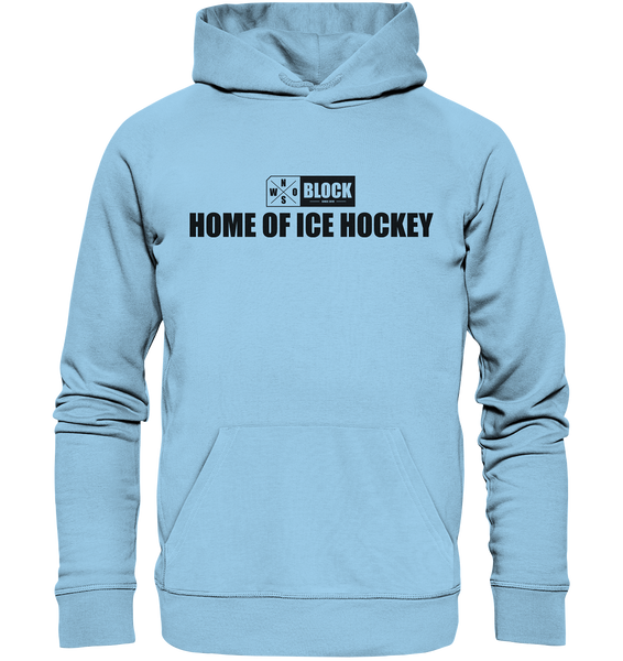 N.O.S.W. BLOCK Hoodie "HOME OF ICE HOCKEY" Männer Organic Kapuzenpullover himmelblau