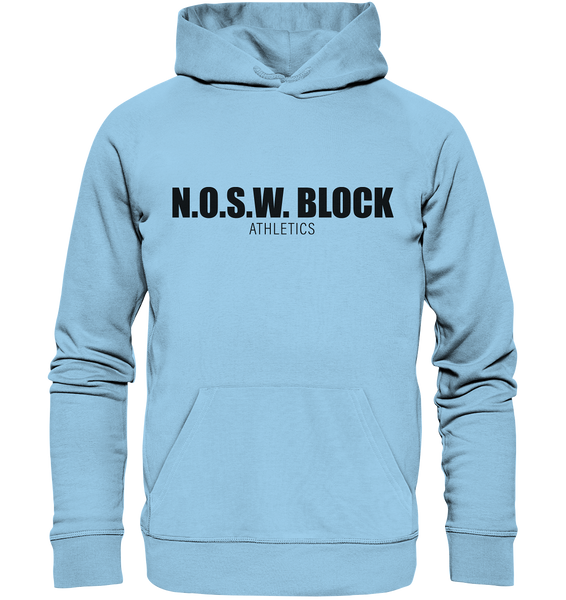 N.O.S.W. BLOCK Hoodie "N.O.S.W. BLOCK ATHLETICS" Männer Organic Kapuzenpullover himmelblau