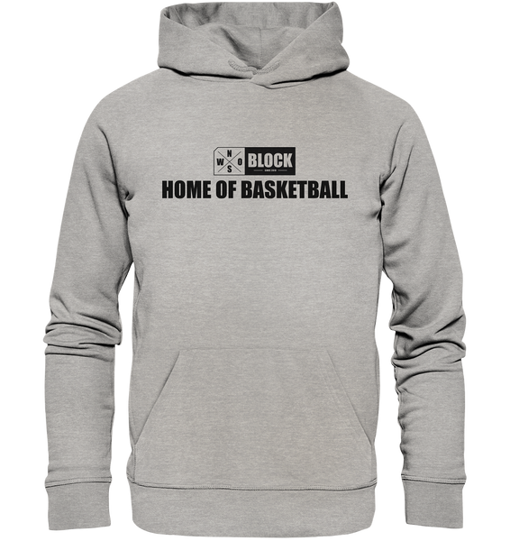 N.O.S.W. BLOCK Hoodie "HOME OF BASKETBALL" Männer Organic Kapuzenpullover heather grau