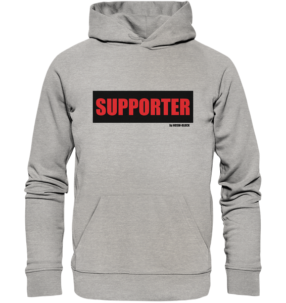 N.O.S.W. BLOCK Fanblock Hoodie "SUPPORTER" Männer Organic Kapuzenpullover grau