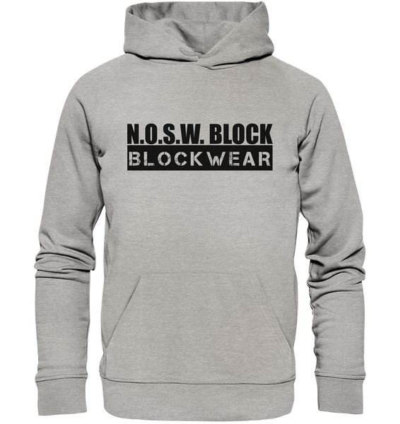 N.O.S.W. BLOCK Hoodie "BLOCKWEAR" Männer Organic Kapuzenpullover heather grau