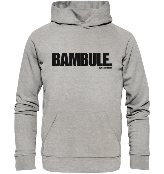 N.O.S.W. Block Fanblock Hoodie "BAMBULE." Organic Kapuzenpullover heather grau