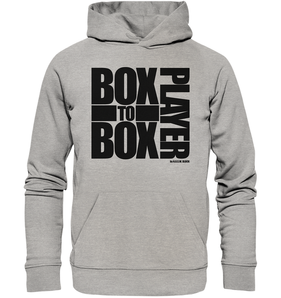 N.O.S.W. BLOCK Fanblock Hoodie "BOX TO BOX PLAYER" Männer Organic Hoodie heather grau