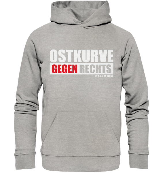 N.O.S.W. BLOCK Gegen Rechts Hoodie "OSTKURVE GEGEN RECHTS" Männer Organic Kapuzenpullover heather grau