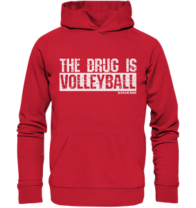 N.O.S.W. BLOCK Fanblock Hoodie "THE DRUG IS VOLLEYBALL" Männer Organic Kapuzenpullover rot