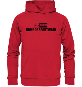 N.O.S.W. BLOCK Hoodie "HOME OF SPORTWEAR" Männer Organic Kapuzenpullover rot