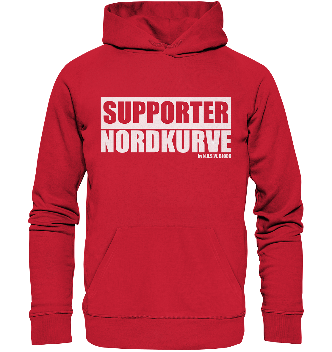 N.O.S.W. BLOCK Fanblock Hoodie "SUPPORTER NORDKURVE" Männer Organic Kapuzenpullover rot