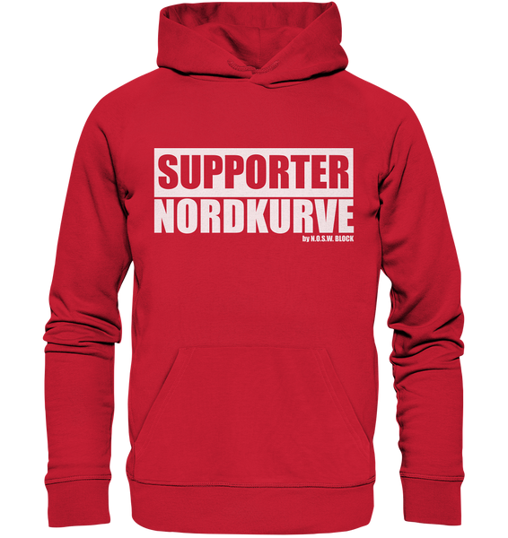 N.O.S.W. BLOCK Fanblock Hoodie "SUPPORTER NORDKURVE" Männer Organic Kapuzenpullover rot