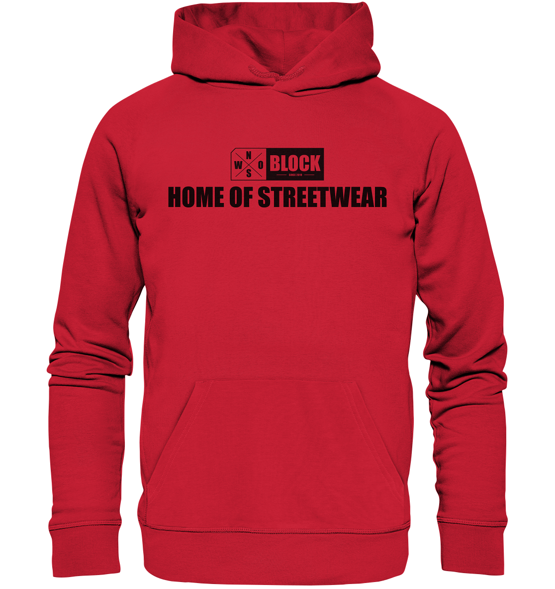 N.O.S.W. BLOCK Hoodie "HOME OF STREETWEAR" Männer Organic Kapuzenpullover rot