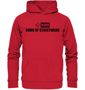 N.O.S.W. BLOCK Hoodie "HOME OF STREETWEAR" Männer Organic Kapuzenpullover rot