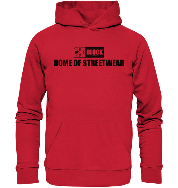 N.O.S.W. BLOCK Hoodie "HOME OF STREETWEAR" Männer Organic Kapuzenpullover rot