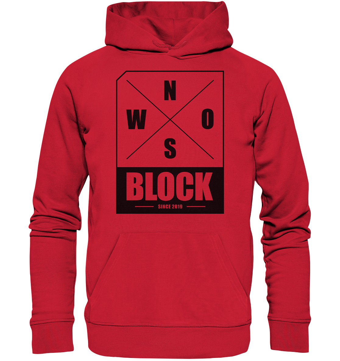 N.O.S.W. BLOCK Logo Hoodie Männer Organic Kapuzenpullover rot