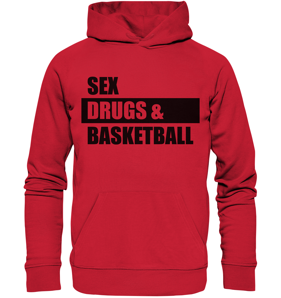 N.O.S.W. BLOCK Fanblock Hoodie "SEX, DRUGS & BASKETBALL" Männer Organic Kapuzenpullover rot