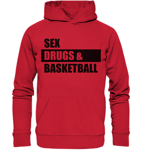 N.O.S.W. BLOCK Fanblock Hoodie "SEX, DRUGS & BASKETBALL" Männer Organic Kapuzenpullover rot