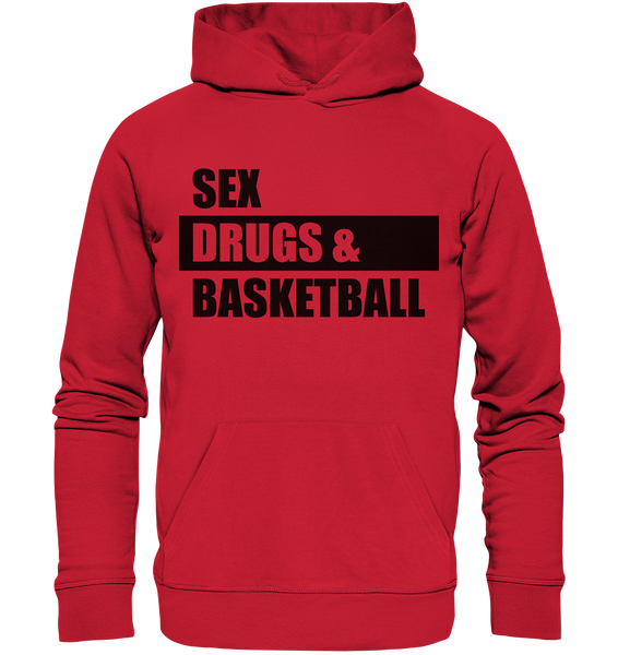 N.O.S.W. BLOCK Fanblock Hoodie "SEX, DRUGS & BASKETBALL" Männer Organic Kapuzenpullover rot