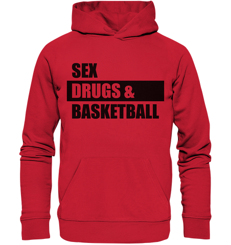 N.O.S.W. BLOCK Fanblock Hoodie "SEX, DRUGS & BASKETBALL" Männer Organic Kapuzenpullover rot