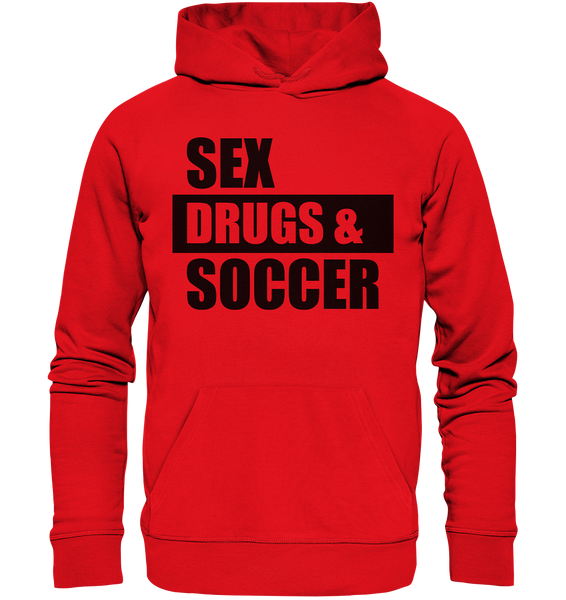 N.O.S.W. BLOCK Fanblock Hoodie "SEX, DRUGS & SOCCER" Männer Organic Hoodie rot