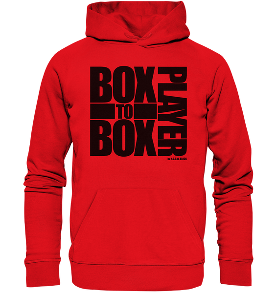 N.O.S.W. BLOCK Fanblock Hoodie "BOX TO BOX PLAYER" Männer Organic Hoodie rot