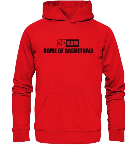 N.O.S.W. BLOCK Hoodie "HOME OF BASKETBALL" Männer Organic Kapuzenpullover rot