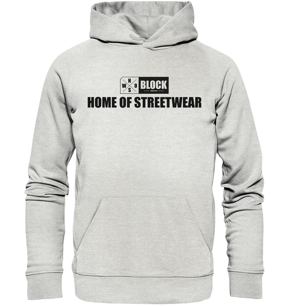 N.O.S.W. BLOCK Hoodie "HOME OF STREETWEAR" Männer Organic Kapuzenpullover creme heather grau