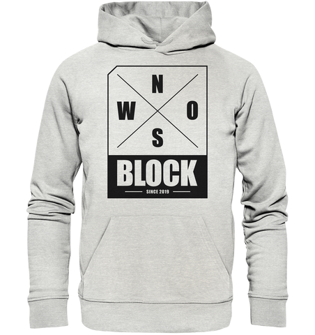 N.O.S.W. BLOCK Logo Hoodie Männer Organic Kapuzenpullover cremegrau