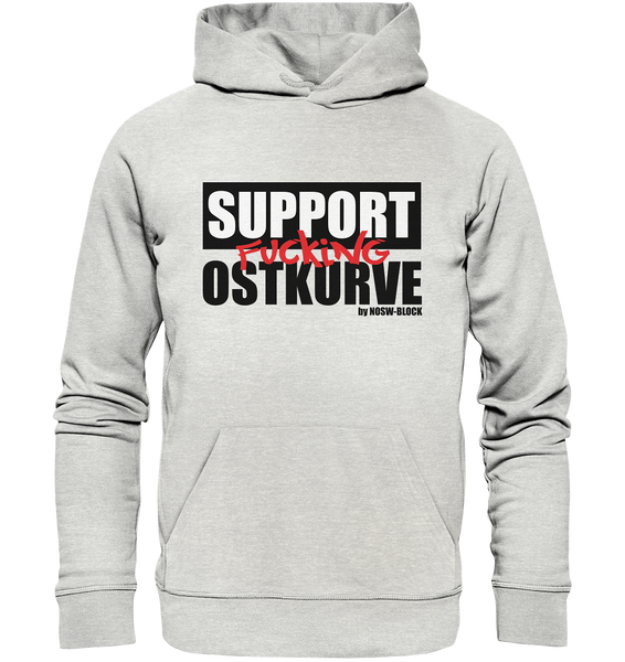 N.O.S.W. BLOCK Fanblock Hoodie "SUPPORT FUCKING OSTKURVE" Männer Organic Kapuzenpullover cremegrau