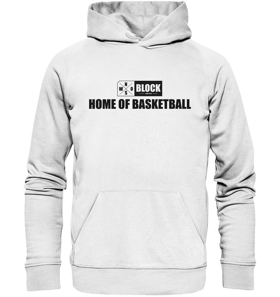 N.O.S.W. BLOCK Hoodie "HOME OF BASKETBALL" Männer Organic Kapuzenpullover weiss