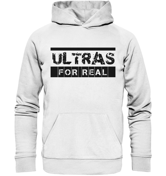 N.O.S.W. BLOCK Ultras Hoodie "ULTRAS FOR REAL" beidseitig bedruckter Männer Organic Kapuzenpullover weiss