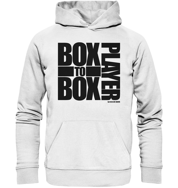 N.O.S.W. BLOCK Fanblock Hoodie "BOX TO BOX PLAYER" Männer Organic Hoodie weiss