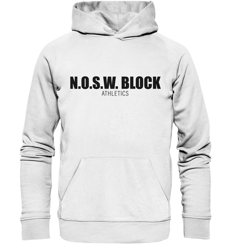 N.O.S.W. BLOCK Hoodie "N.O.S.W. BLOCK ATHLETICS" Männer Organic Kapuzenpullover weiss