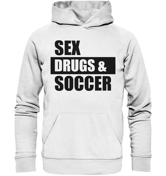 N.O.S.W. BLOCK Fanblock Hoodie "SEX, DRUGS & SOCCER" Männer Organic Hoodie weiss