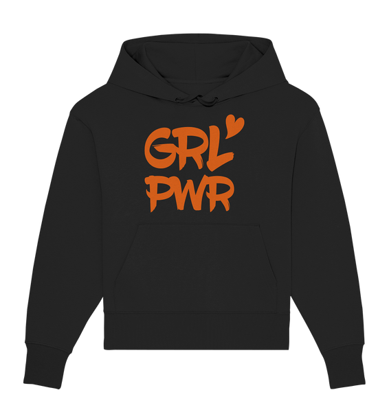 N.O.S.W. BLOCK Fanblock Hoodie "GRL PWR" Girls Organic Oversize Kapuzenpullover schwarz