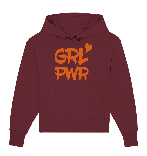 N.O.S.W. BLOCK Fanblock Hoodie "GRL PWR" Girls Organic Oversize Kapuzenpullover weinrot